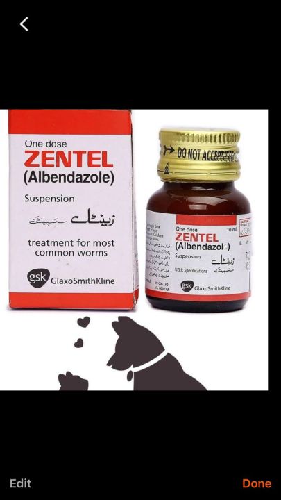 Zentel Syrup for Deworming of pets (cats & Dogs)