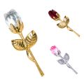 Valentines Day Gift Crystal Glass Rose Artificial Flower Silver Gold Rod Rose Flower for Girlfriend Wedding Gifts for Guest. 