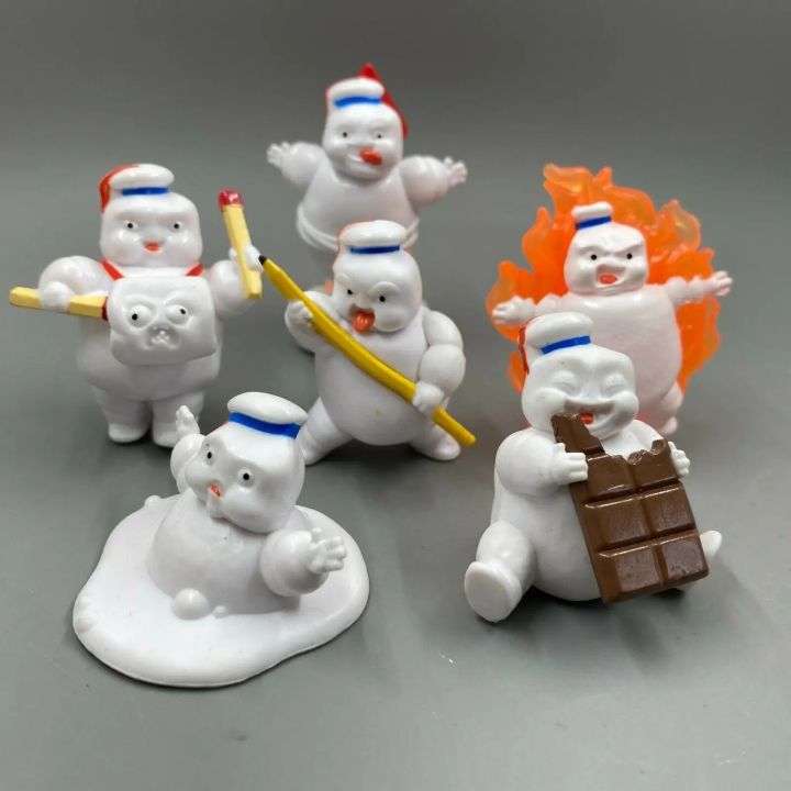 6pcs cute Vintage Ghostbusters 3 Stay Puft Marshmallow Man Sailor Action Figure Toy Doll