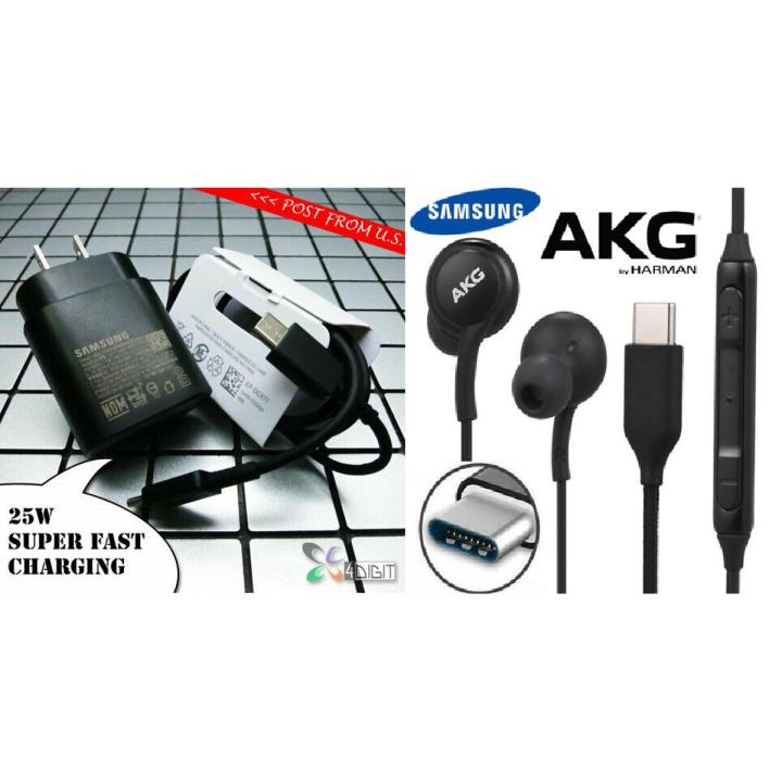 Bundle Of Premium For Samsung Galaxy S20 FE,25W Super Fast Wall Charger AKGEE Earphones Type C OEM