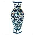 Blue pottery Flower Vase Hand Crafted Hand painted, Height:17" , Max Diameter (Width): 9". 