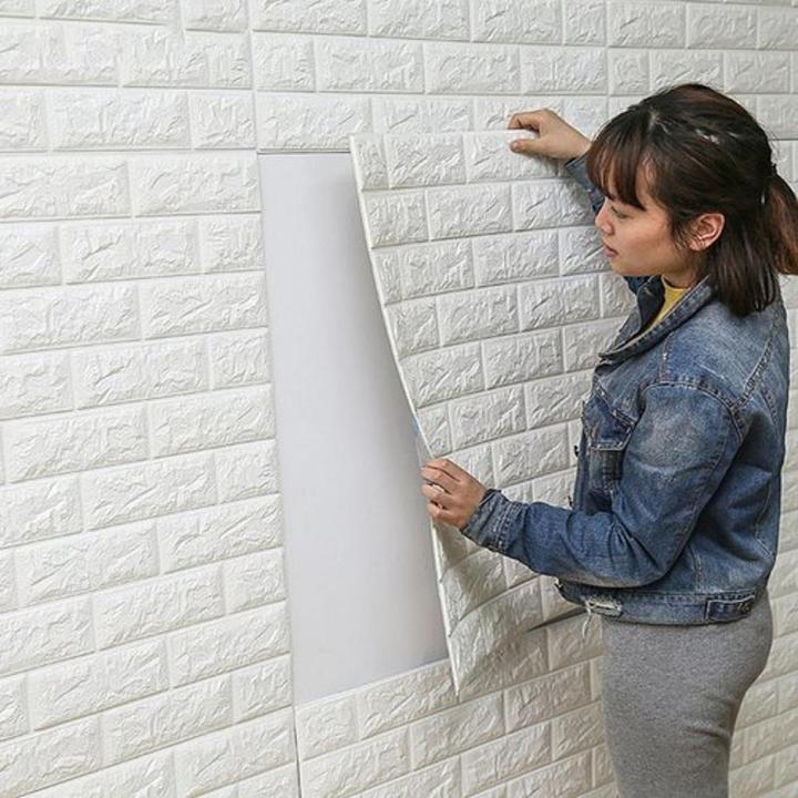 6PC White Square Foam Brick Wall Panel for Residential