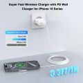 For Apple Iphone series MagSafe wireless charger Magnetic Wireless Charger Pad for iPhone series MagSafe Charger 15W Fast Wireless Charge With a Cable. 
