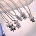 Stainless Steel Necklace for Men Women Hip Hop Design Full Diamond Cartoon Pendant Titanium Steel Necklace. 