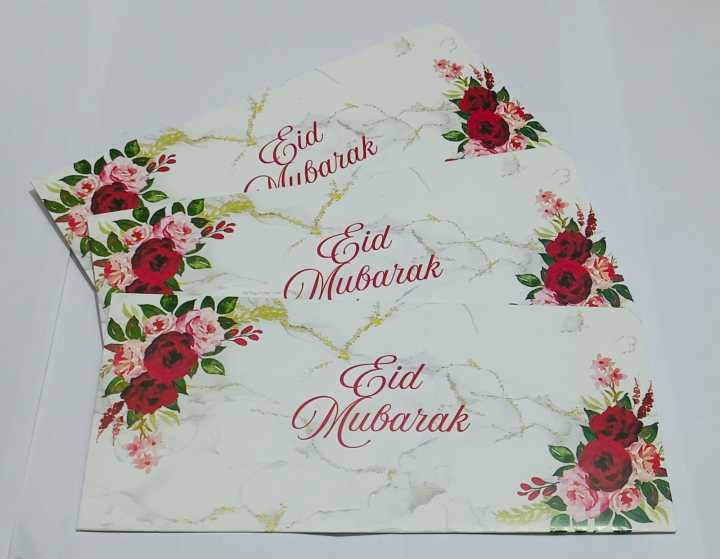 Eidi Design 10 Pcs Eid Design Hard Card Four Color Print Envelope Eidi Card Tuck ...