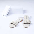 Maahru - Stylish Slippers For Women & Girls - Beige Elastic Flats. 