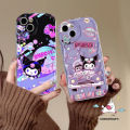 Cartoon Kuromi Dreamy Starry Sky Purple Case Compatible for IPhone 7Plus XR 12 11 14 13 15 Pro Max X XS MAX 15 6S 8 7 Plus SE 2020 Cute Little Bear Doodle 3D Wavy Curved Edge Cover. 