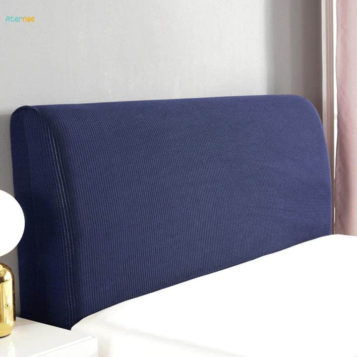 Bed Headboard Cover Removable Bed Backrest Cover Solid Color Dustproof Soft Headboard Protector Blue