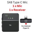Wireless MIC Type C/IOS/Android/USB/AUX 3.5mm Mic K8/K9/K13/SX8/SX9/K15/K35/M15 Wireless Single/Double Microphone For Interview, Vlogging , Podcast. 