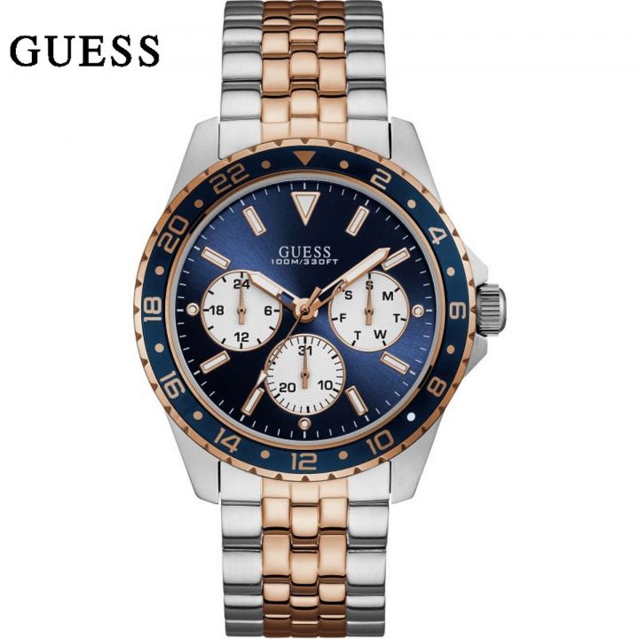 Guess Odyssey Blue Dial Two-Tone Stainless Steel Watch For Men-W1107G3
