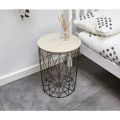 METAL WIRE REMOVABLE WOOD TOP FOLDABLE ROUND COFFEE SIDE TABLE STORAGE BASKET ONE PICE. 