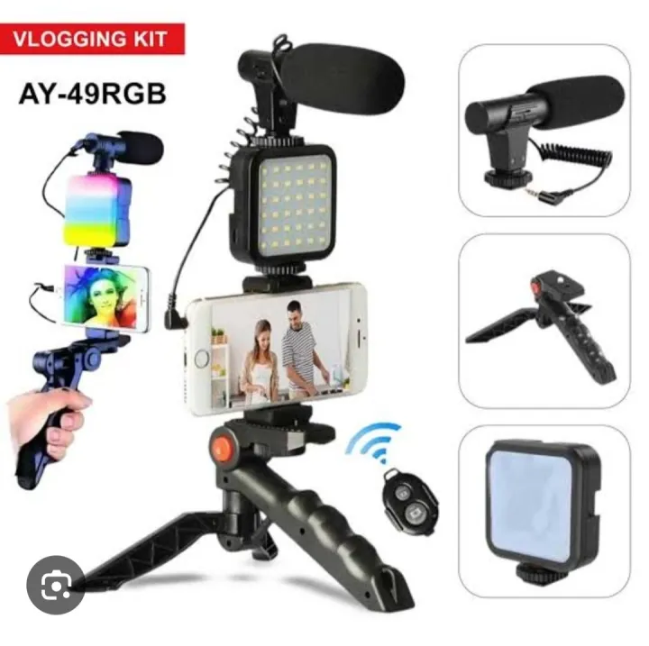 Vlogging%20Kit%20Accessories%20for%20Mobile%20Phone%20DSLR%20Camera%20Video%20Recording%20with%20Tripod%20Shoot%20Mic%20360%20LED%20Remote%20Selfie%20Light%20for%20Live%20Streaming%20-%20Image%208