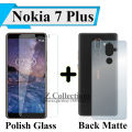 Nokia 7 Plus Tempered Glass Screen Protector Polish Glass + Back Matte Protector Soft Skin Sheet Soft Film Protector For Nokia 7+. 