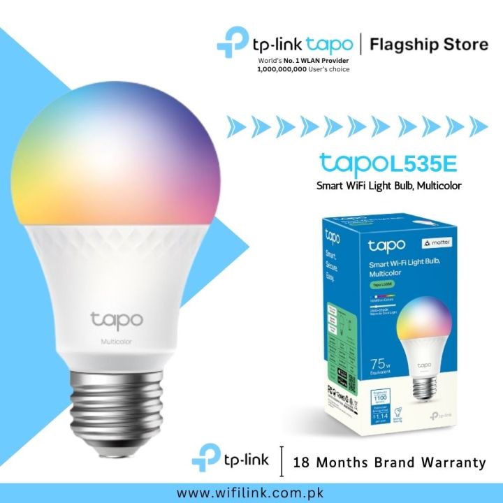 TP-Link Wi-Fi Smart Bulb Tapo L535E Smart WiFi Light Bulb, Multicolor - 18 Months Brand Warranty