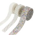 1 Yard Garment Clothing Accessories Wedding Dress Pearl Chain Crystal Banding Applique Hot Fix Rhinestones Trimming. 