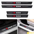 SUZUKI LOGO CARBON FIBER SILL PROTECTOR 4 Pcs -SCUFF PLATE CARBON FIBRE, PROTECT DOOR ANTI SCRATCH FOR CARS (SUZUKI). 