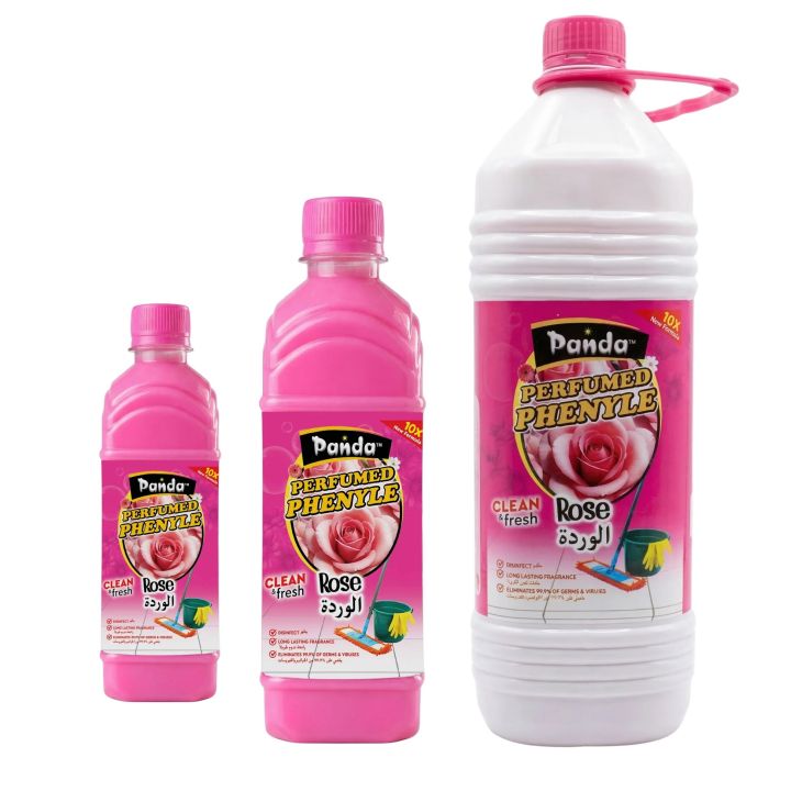 Panda Rose Perfumed Phenyle Floor Cleaner & Disinfectant – Germ Killer Multipurpose Floor Cleaning Liquid with Long-Lasting Rose Fragrance (250ml / 500ml / 3L)