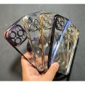 iPhone 13 Pro Max - Chrome Plated Silicone Back Cover with Camera Protection - Clear Back Case with Logo Hole. 
