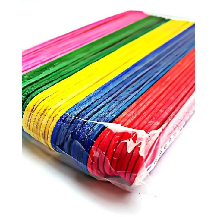 Pack of 50 Small Ice Cream Stick (wooden) for Art Work-Multicolored