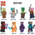 Single Sale Minecraft Blocks Zombie Villager mini Action toy Tamer Fox Rogue Figures Building Blocks Toys Bricks Assemble Toys Gifts for children G0105. 