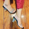 Stylish Transparent Crystal Buckle High Heel Sandals for Women. 