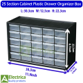 25 Drawer Wall Mounted Plastic Cabinet Box Electronic Components Box Medicine Box Jewelry Box by Electrica. 