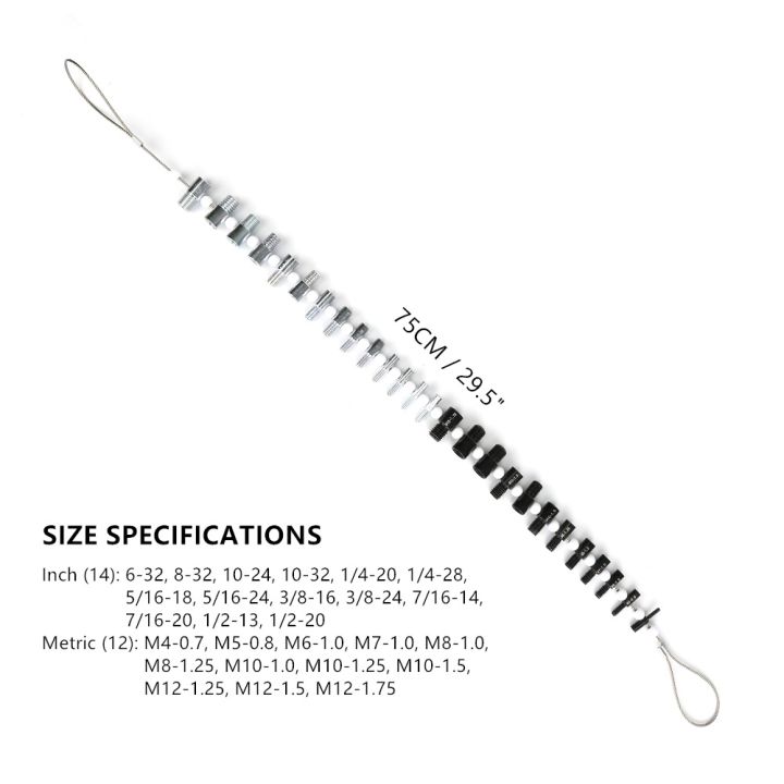 Thread%20Tester%20Bolt%20Nut%20Screw%20Thread%20Checking%20Checker%20Inspection%20Tool%20(Inch%20and%20Metric)%206-32%201/2-20%20M12-1.75%20M4-0.7%20Wire%20cable%20with%20loop%20-%20Image%207