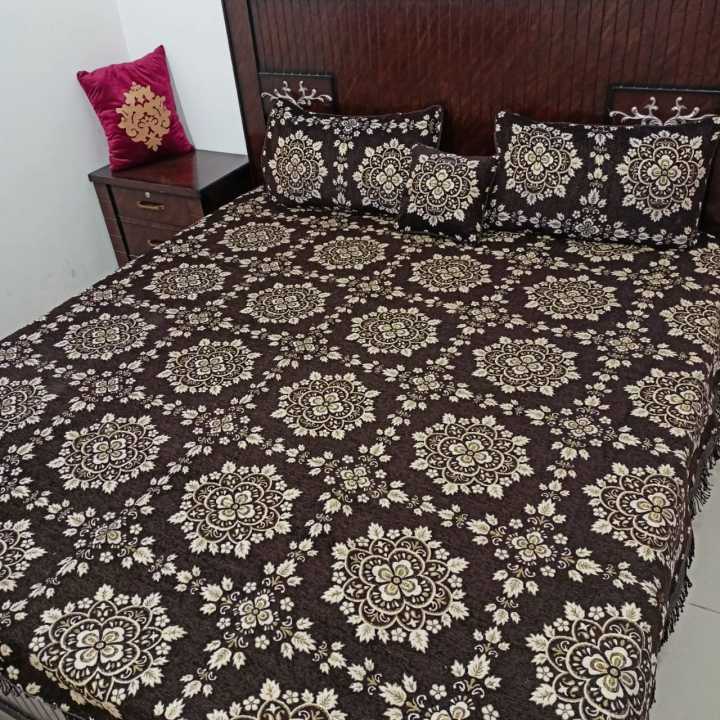 JACQUARD VELVET BED SHEET ( BLACK ) - 5 PCS main image 1
