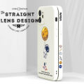 Hontinga for Infinix Note 10 Pro / Note 10 Pro NFC Back Cover Cartoon Moon Astronaut Side Design Case Square Edge Liquid Silicone Phone Case. 