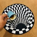 3D Carpet Round Carpet Illusion Whirlpool Non-slip Mat Non-woven Fleece Black White Floor Mat For Living Room. 