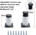 3 Inch Furniture Legs, Stainless Steel Adjustable Furniture Legs Pack of 4,  Heavy Duty Rust-Resistant Metal Feet for Sofa, Cabinets, Tables, and Bed Frames, Durable Furniture Replacement Legs for Home, Office, Kitchen, Easy Installation, Anti-Slip Design. 