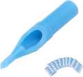 Blue Flat Tattoo Needle Tips, 50pcs Tattoo Accessories 15FT, Disposable Plastic Assorted Tips, Plastic Tattoo Tips for Tattooing,Professional Plastic Needle Tips. 