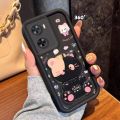 Case for OPPO A57 2022 4g oppo a77s 5g phone casing back cover Softcase Silicone shockproof Cover new design aesthetic Cartoon cat with holder for mirror JTMMZJ01. 