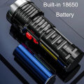 6 LED torch light powerful japan torchlight powerful flashlight rechargeable 18650 Battery mini flashlight Portable Lamp USB flash light waterproof Rechargeable emergency light COB Light LED Flashlight for Camping Light. 