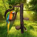 Wood Parrot Play Stand, Nature Wooden Parrot Bird Fork Stand, Natural Wooden Parrot Platform, Wooden Stick Platform Rope Ladder Bird Toys. 