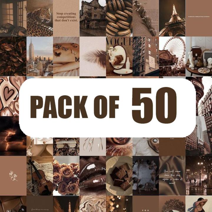 Customize 50 Brown Theme Vintage Aesthetic photo cards of your choice 50 Cards 4x6'' For Wall Decorate