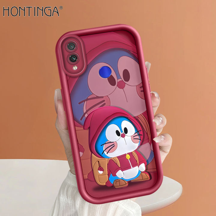 Hontinga for Redmi Note 7 Note 7 Pro Back Cover Red Doraemon Pattern Ladder Soft Camera Protection Rubber Phone Case