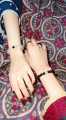 Set of 2 Pieces Black & White Bead Friendship Wrist Band / Bracelet for Couples & Friends. (Elasticated). 