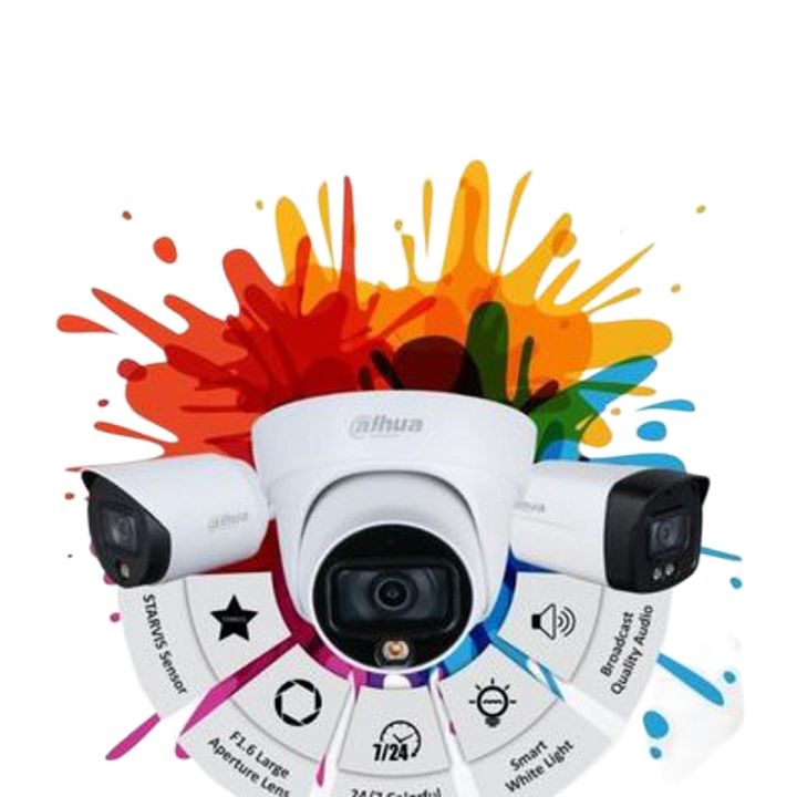 Dahua 8 Cameras Package, Full Color Night Vision 2 Megapixels Audio 1080p Full HD (Online View) (Tags: Dahua 2 Megapixels Full Color Night Vision Audio Cameras, Warm Light Cameras, Color Vision Cameras)