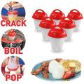 Silicone Egg Cooker, Hard and Soft Make, No Shell, Non Stick Silicone, BPA Free, Egg Boiler, Egg Cups, Egg Poachers, Egg Cooker (6 PACK) (RED). 