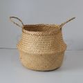 Natural Woven Handmade Rattan Seagrass Belly Foldable Wicker Storage Baskets. 