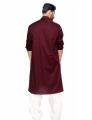 Maroon Cotton Embroidered Kurta For Men. 