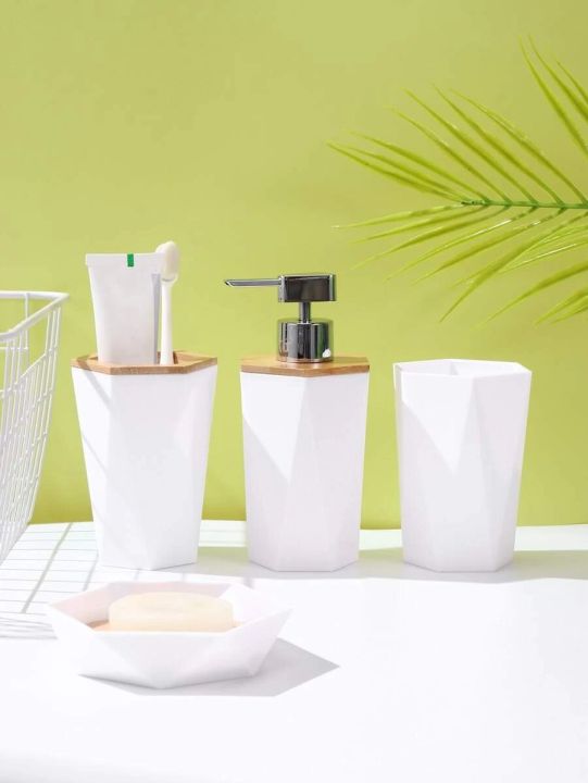 Bathroom Accessories Set - 4 Pcs PVC Multi -Purpose Bathroom Set - Soap ...