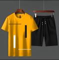 Tracksuit Vertical Stripes Printed Amazing Smart Fit Half Sleeves Cotton Jersey Summer Trendy Wear For Men & Boys T-Shirts & Shorts  Gym Sports Outdoor Gaming Tracksuit. 