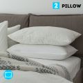Pack Of 2 - Pillow  - White Pillow - Designed For Back & Side Sleepers -  Pillows - White Ball Polyester Fibre Pillow - Pillows For Bed - Lightweight & Non Allergic - Pillow With Zip Closure. 