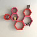 Awesome High Quality Deco Painted Wooden Hexagon Wall Shelf for Living Room, Bedroom, Kitchen Corner (Set of 6) by eFurniturePk. 