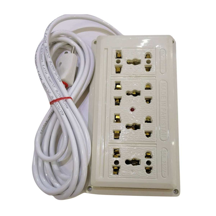 Extension Board with 8 Sockets (4 simple + 4 universal sockets) with 3 meters long Copper wire