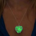 Vienkim Glow In The Dark Necklace Moon Square Heart Necklaces For Woman Water Drop Pendant Night Fluorescence Light. 