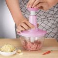 ASG Hand Push Chopper - Handy Manual Chopper - Non-Electric Food Processor & blender with Stainless Steel Blades - Manual Food Processor - Vegetable Slicer and Dicer 0.7L. 