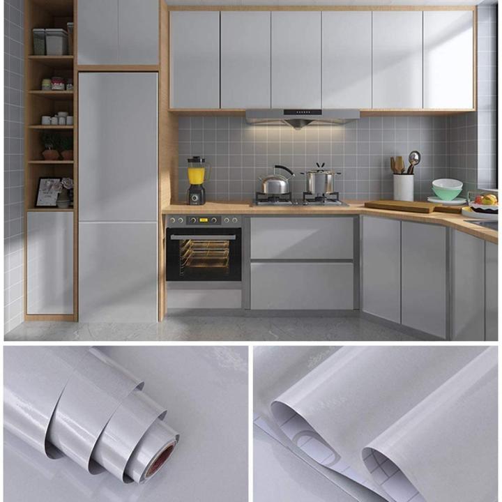 Silver Gray Wallpaper Peel and Stick Wallpaper Vinyl Self Adhesive Decorative Film for Furniture Kitchen Counter Top Cabinets (12" X 60")